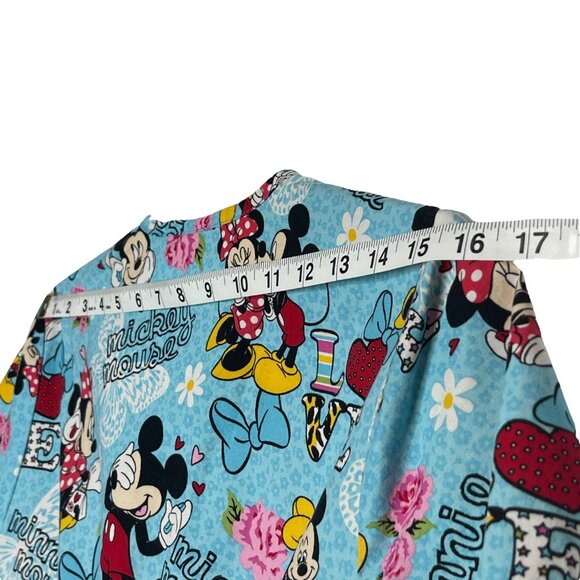 Disney Women's Scrubs Top Mickey & Minnie Call Me Mickey Blue Sz XS - Picture 9 of 12